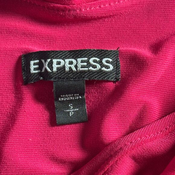 Express Women's Halter Neck Ruffled Top Size Small Cold Shoulder Hot Pink Blouse - Picture 5 of 11